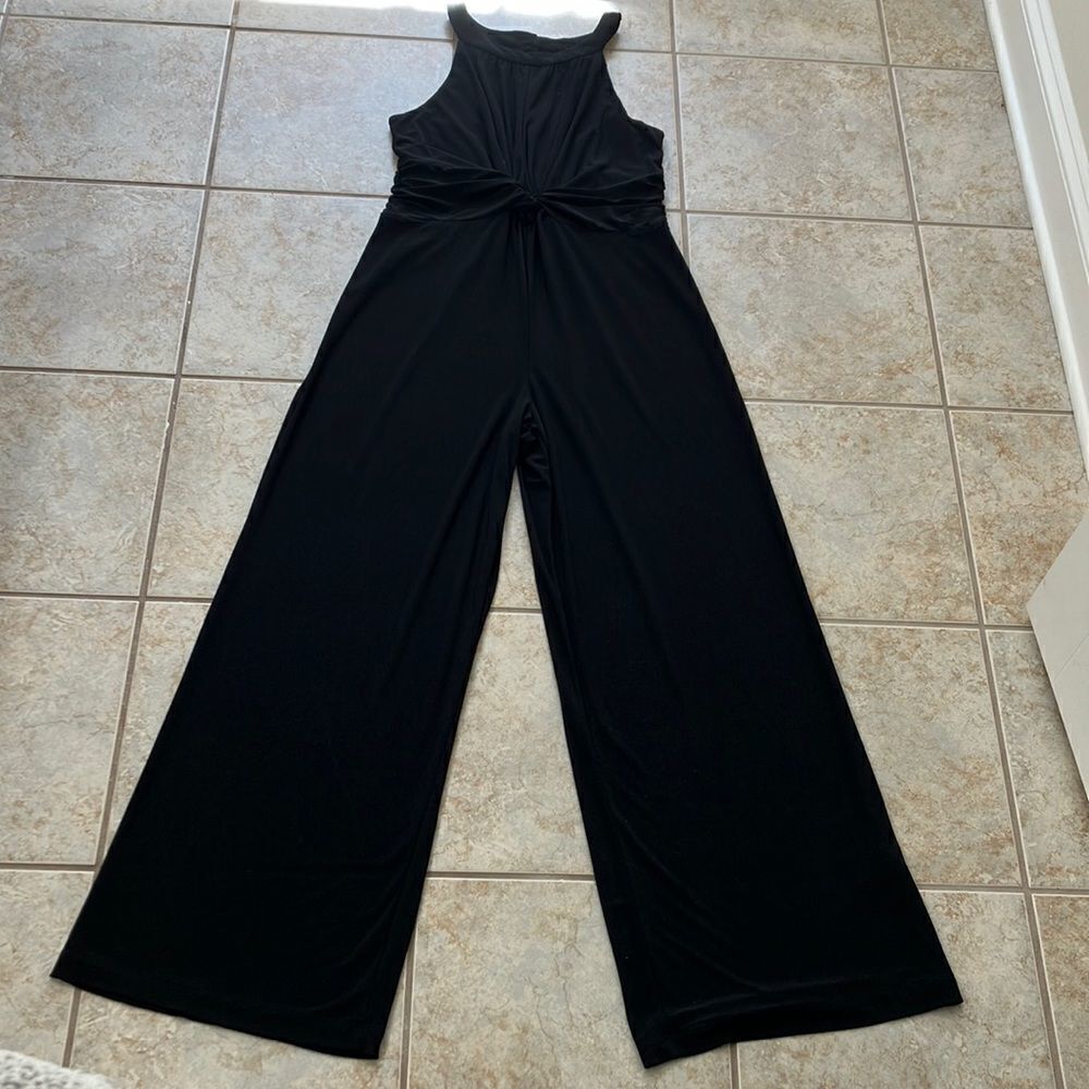 Emma & Michelle Black Twisted and Roushed Wide Leg Jumper